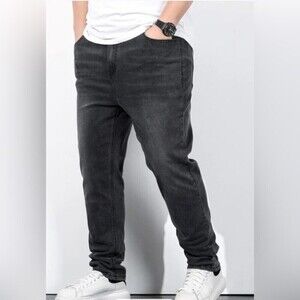 BoohooMAN PLUS Skinny Stretch Jean WASHED BLACK-38R.